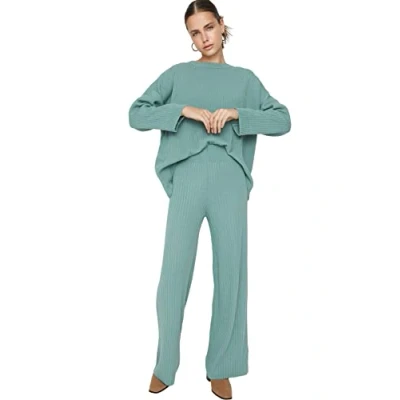 Afbeelding van Trendyol Vrouwen Plain Midden Breiwerk Tweedelige Set, Munt, M
