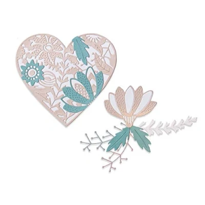 Afbeelding van Sizzix Thinlits Die Set 9PK Bold Floral Heart 664492 Jenna Rushforth (10 20)