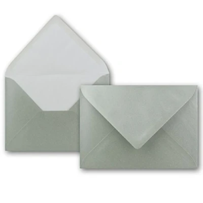Afbeelding van enveloppen, 100 zilver metallic, DIN C6, 114 x 162 mm, enveloppen met natte plakrand zonder venster, voor wenskaarten en uitnodigingen FarbenFroh by GUSTAV NEUSER