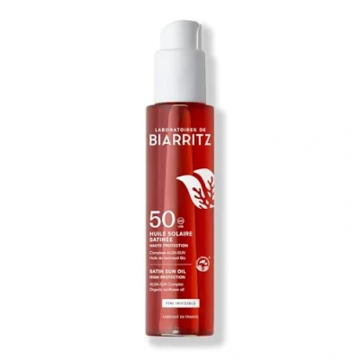Afbeelding van Laboratoires de Biarritz Satijnen zonneolie LSF50 textuur met onzichtbare afwerking gezicht, lichaam en haar geur 100% natuurlijke oorsprong beschermt verfijnt huid 125 ml