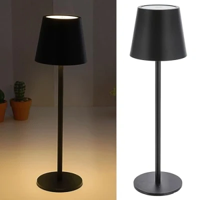 Afbeelding van Cepewa tafellamp met aanraakfunctie, traploos dimbaar, 3 wittinten, 11 x 37 cm, zwart, 65 lumen, 56 leds, USB oplaadkabel, (1 cm zwart)