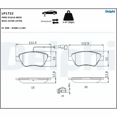 Afbeelding van Delphi Diesel Remblokset LP1722