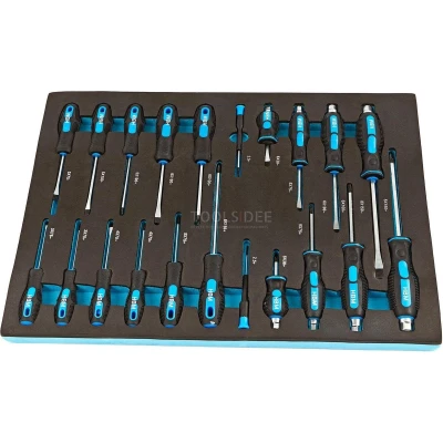 Afbeelding van HBM 21 Delige Schroevendraaierset Foam inlay voor Gereedschapswagen