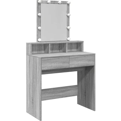 Afbeelding van vidaXL Kaptafel met LED 80x41x144,5 cm grijs sonoma eikenkleurig