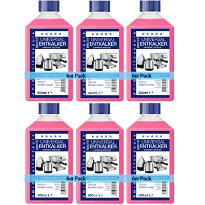 Afbeelding van 6 x 500 ml universele ontkalker voor koffiezetapparaat en koffiezetapparaat, elk 125 2500 oplossing