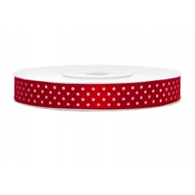 Afbeelding van Satijn Lint Rood Stip 12mm 25m