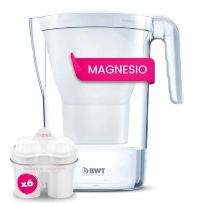 Afbeelding van BWT Manual Life Magnesium waterfilterpot + Pack 6 waterfilterpotten, 2,6 L wit