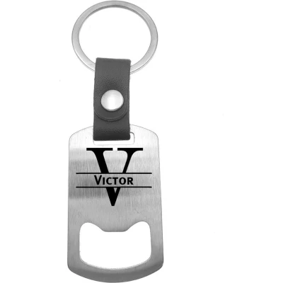 Afbeelding van Luxe Sleutelhanger RVS Leer Victor