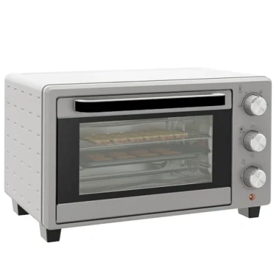 Afbeelding van HOMCOM Mini Backofen 21L Pizza Ofen, Miniofen inkl. Backblech, Grillrost und Krümmelblech, 1400W Tischbackofen mit 1h Timer, Ofenrost, 100 230 ℃, Metall, Silber