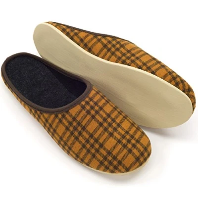 Afbeelding van Pantoffelmann Kamelhaar pantoffels I Knusse vilten met nostalgisch strepenpatroon verschillende maten Warme &amp; ademende Unisex vilt Anti slip heren dames