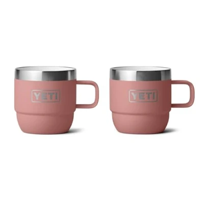 Afbeelding van YETI Rambler Espresso Mug, Vacuum Insulated Stainless Steel Stackable Sandstone Pink, 2 Pack 6 oz (177 ml)