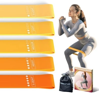 Afbeelding van Weerstandslus oefenbanden, weerstandsbanden, oefenbanden voor thuisfitness, stretching, krachttraining, fysiotherapie, elastische trainingsbanden vrouwen, mannen, kinderen, set van 5 (oranje)