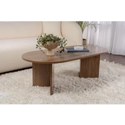 Afbeelding van Hanah Home Stijlvolle walnoot koffietafel, 119 cm x 60 39,8 cm, 100% melamine gecoat deeltjesbord, 18 mm dik, perfect voor moderne woonkamers en ruimtes