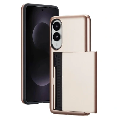 Afbeelding van Samsung Galaxy S25 Edge Hoesje Met pashouder Kunststof imoshion Backcover/Hardcase Rosé goud Telefoonhoesje