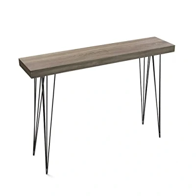 Afbeelding van Versa Dallas Smalle hal of vestibule Entree meubilair, Console Tafel, Afmetingen (H x B H) 80 25 110 cm, Hout en Metaal, Kleur Bruin