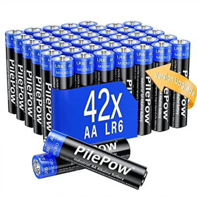 Afbeelding van AA alkaline batterijen, Perfomant, 42, 1,5 Volt LR6, [Upgrade versie] Wegwerpbatterijen voor speelgoed, wekker, draagbare afstandsbediening en andere dagelijkse apparaten