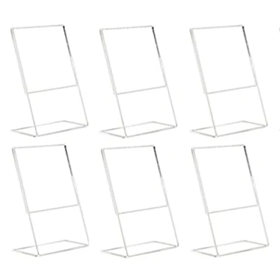 Afbeelding van 6 stuks standaard tafelstandaard, transparante tafelstandaard A5 van kunststof, acryl schuin, glashelder L voor hotel, restaurant, tentoonstelling, café, kantoor