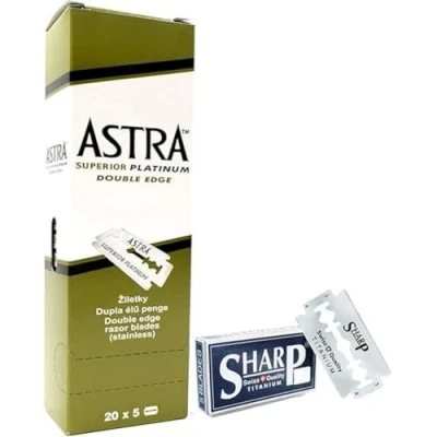 Afbeelding van 100 Astra Platinum scheermesjes en 5 Sharp Titanium