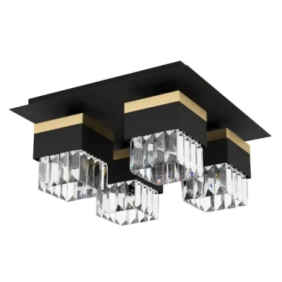 Afbeelding van EGLO Barrancas Plafondlamp E14 38 cm Zwart/Goud