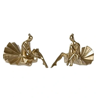 Afbeelding van Decoratieve figuren DKD Home Decor 17 x 23 14,5 cm Gouden Balletdanseres (2 Stuks)