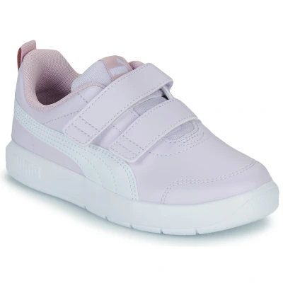 Afbeelding van Puma Courtflex V3 Unisex Hardloopschoenen voor op de weg kinderen, Maat: 33, Lilac frost/white/rose mauve Imitatieleer/ textiel
