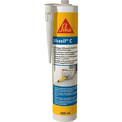 Afbeelding van Sika Siliconenkit Sikasil C betongrijs anti schimmel en meeldauwafdichting Voor badkamer keuken Binnen buiten 300 ml
