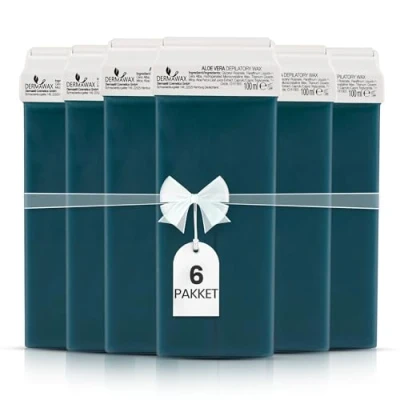 Afbeelding van Dermawax Aloë Vera Wax 6 stuks 100 ml Roll on cartridges, warme waspatronen, ontharingswas, lichaamsverzorging navulset