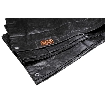 Afbeelding van Black &amp; Decker Afdekzeil/dekzeil voor aanhangers zwart waterdicht kunststof 90 gr/m2 300 x 400 cm Afdekzei