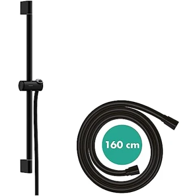 Afbeelding van hansgrohe unica 65 cm met push schuifstuk en doucheslang mat zwart 24400670