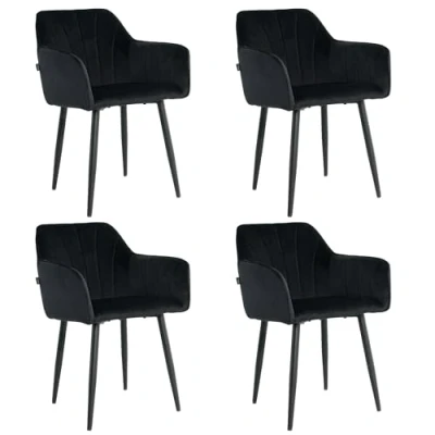 Afbeelding van Lina® Rio Eetkamerstoelen Zwart Set van 4 Velvet