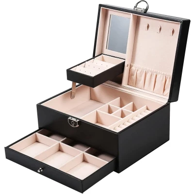 Afbeelding van IGOODS Sieradendoos Juwelen doos Sieraden doosSieradendoosje met spiegel Opbergdoos Sieradenbox luxe juwelendoos