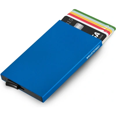Afbeelding van Walletstreet Slim Fit Uitschuifbare Pasjeshouder Aluminium Creditcardhouder Card Protector Anti Skim/ RFID 8 Pasjes Marine Blauw