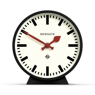 Afbeelding van NEWGATE® M Mantel Railway Silent Sweep Clock &#039;No Tick&#039; een moderne schoorsteenklok kleine schoorsteenklokken stationsknop (zwart)
