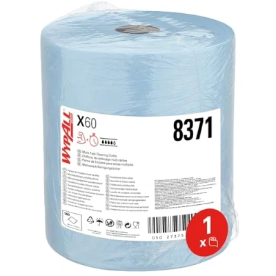 Afbeelding van Kimberly Clark 8371 Wisserdoek WYPALL X60 L380xB315ca.mm blauw 1 laags, geperforeerd, gegaufreerd Aantal: 500 stuk(s)