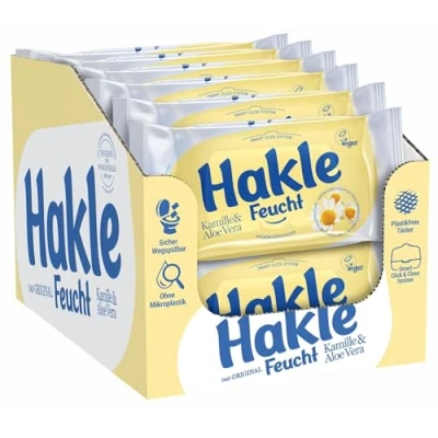 Afbeelding van Hakle vochtig toiletpapier, kamille en aloë vera, 504 tissues, 12 verpakkingen van 42)