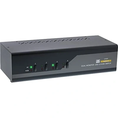 Afbeelding van InLine® 4 Poorts Desktop KVM Switch, Dual Monitor, HDMI, 4K, USB 3.0, Audio