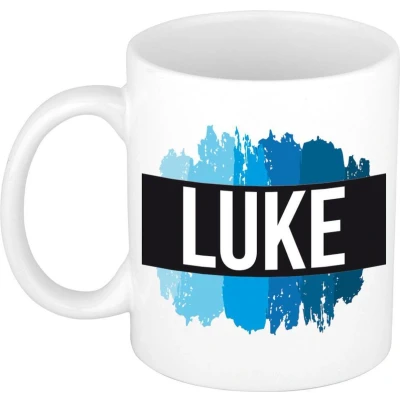 Afbeelding van Luke Naam / voornaam kado beker mok verfstrepen Gepersonaliseerde met mokken