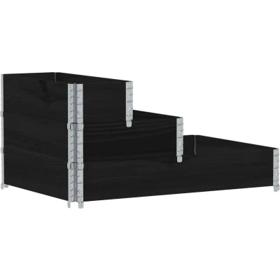 Afbeelding van Verhoogde plantenbak 3 laags 120x80 cm massief grenenhout zwart