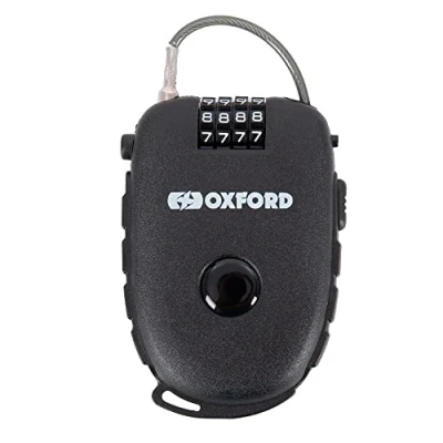 Afbeelding van Oxford Products LK100 4 cijferig combinatieslot met 75cm Intrekbare Kabel, Zwart, Één Grootte