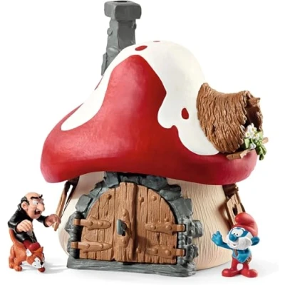 Afbeelding van schleich de Smurfen Smurfenhuis met Grote Smurf, Gargamel en Azraël Speelfigurenset Kinderspeelgoed voor Jongens Meisjes 3 tot 8 jaar