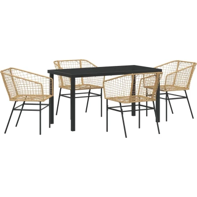 Afbeelding van vidaXL 5 Delige Tuin Eet Set Bruin Poly Rattan