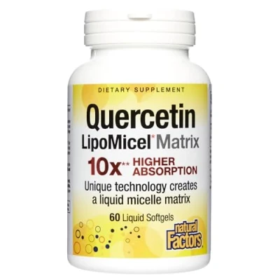 Afbeelding van Natural Factors, Quercetine LipoMicel Matrix voor superieure absorptie, 60 telling