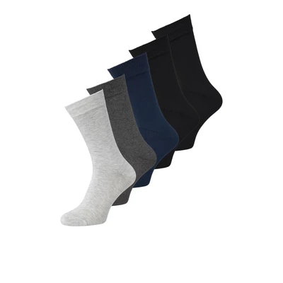 Afbeelding van Jack &amp; Jones Jacbasic 5 PACK Sokken, Heren, Maat: One Size, Black/navy blazer/dark grey melange/light melange