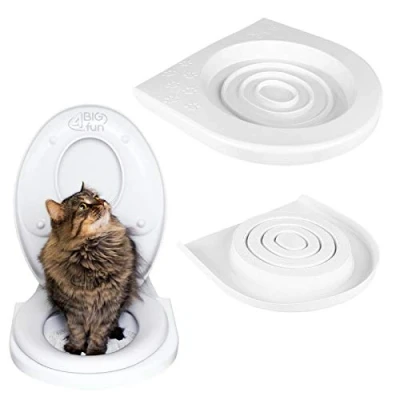 Afbeelding van 4BIG.fun Kattenwc bril toilettraining systeem kattentoilet toiletbril trainingssysteem om uw kat aan het toilet te laten wennen