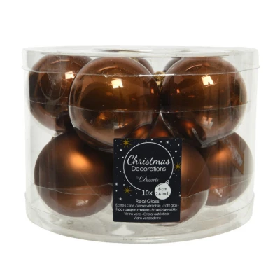 Afbeelding van Decoris Kerstballen 10 stuks glas kaneel bruin 6 cm