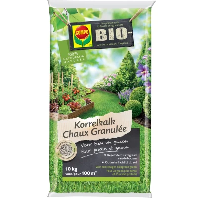 Afbeelding van COMPO Bio Korrelkalk voor gazon en tuin regelt de zuurtegraad van bodem zak 10 kg (100 m²)
