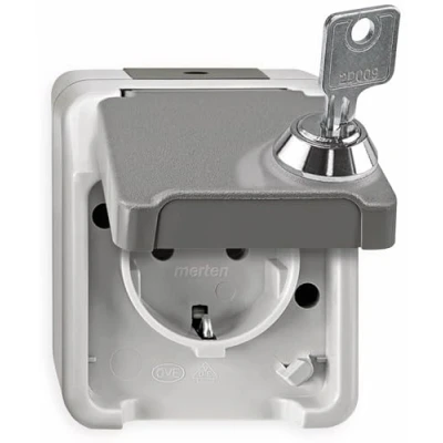 Afbeelding van Merten MEG2422 8029 Wandcontactdoos AquaStar Lichtgrijs