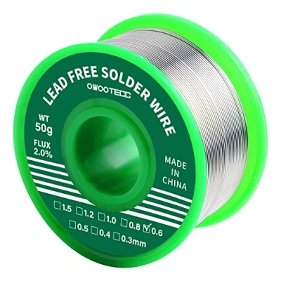Afbeelding van Owootecc Soldeertin, loodvrije soldeerdraad met colofoniumkern voor elektrosolderen en doe het zelvers (Sn99,3 Cu0,7/0,6 mm, 50 g)