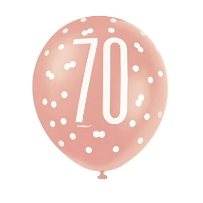 Afbeelding van Ballonnen 70 jaar Glitz Rose Goud 6 stuks