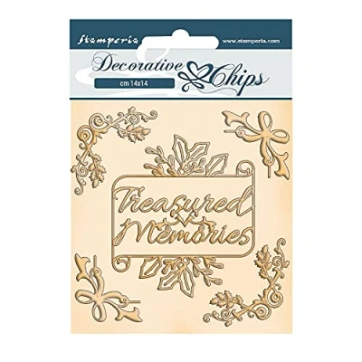 Afbeelding van Stamperia Romantic Christmas Memories Decorative Chips (SCB103) (DISCONTINUED)